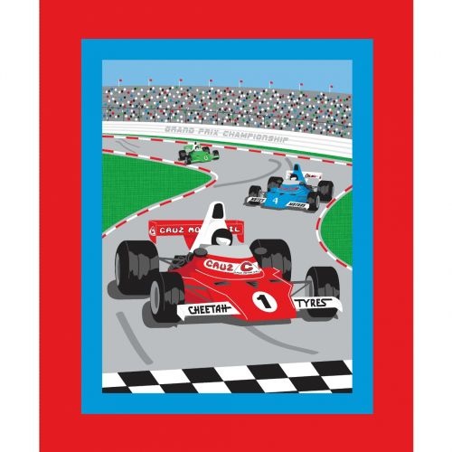 Grand Prix Racing Cars 36" Quilt Panel