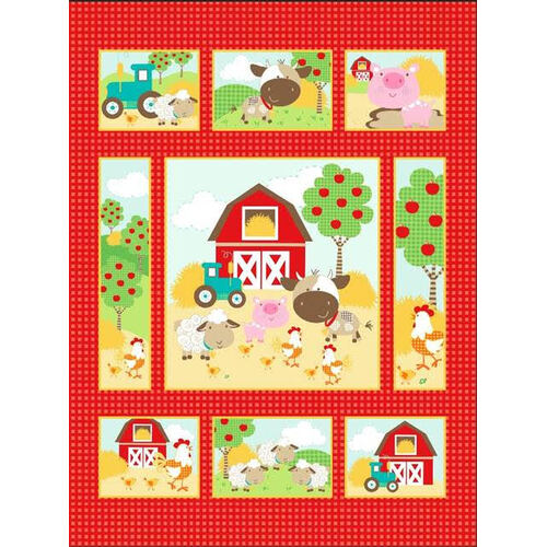 On the Farm Baby Animals Novelty Quilt Panel 07