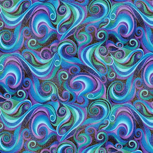 Utopia Floating Swirls Multi Blue 1026