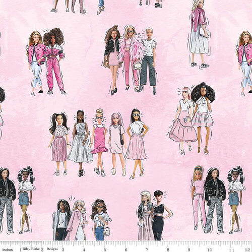 Barbie Fabric by the Yard Pink Logo White Riley Blake -  Norway