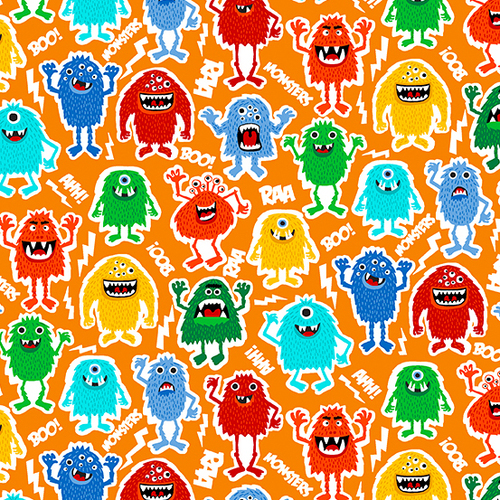 Super Sale Monster Monsters Orange Fabric M2556N