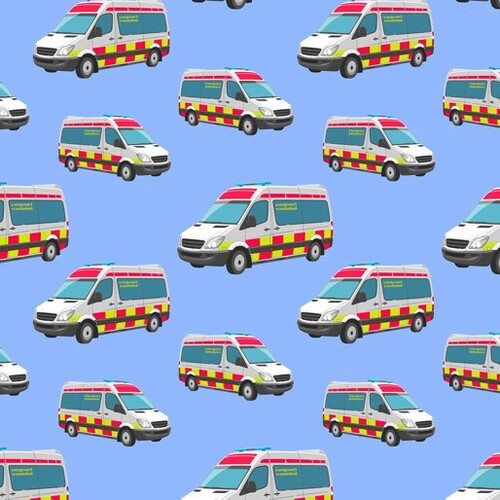 Fabric Remnant -Medical Marvels Ambulance 55cm