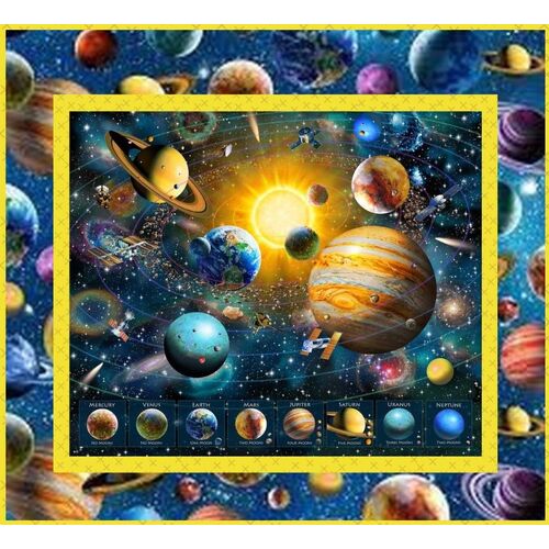 Universe Galaxy Planets Space Quilt Panel Kit 