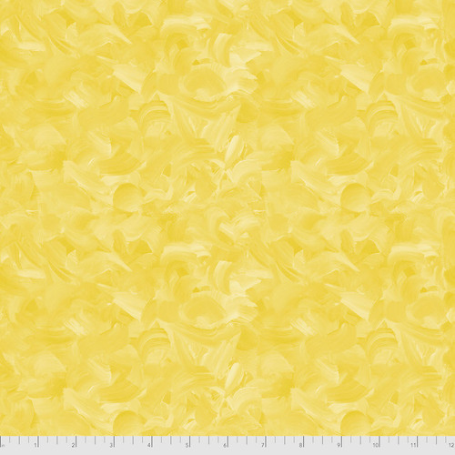 Fabric Remnant-FreeSpirit Flourish Impasto Mottled Blender Yellow 58cm