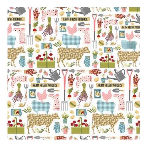 Fabric Remnant- Farm Girls Unite Country Life Cows 50cm