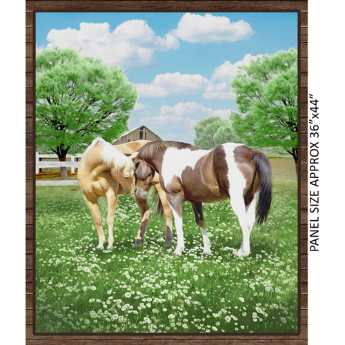 Horses Life Country Horses 36" Quilt Panel