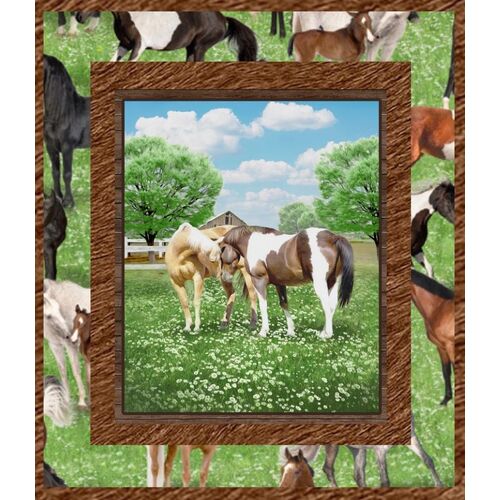 Horse Life Horses Country Quilt Panel Kit