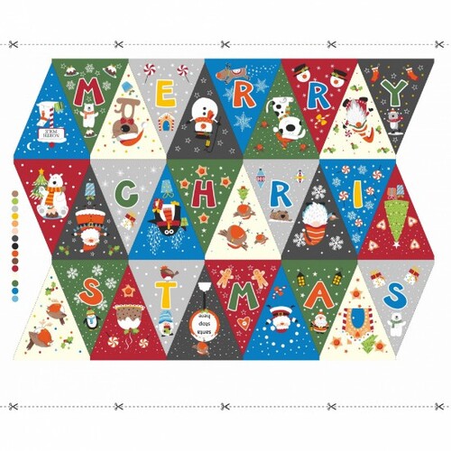 Merry Christmas Bunting Fabric Panel 81420