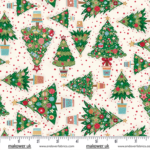 Christmas Wishes Scattered Trees Cream 036Q