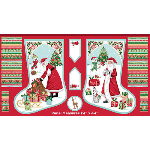 Christmas Wishes Santa Stocking Panel M0381