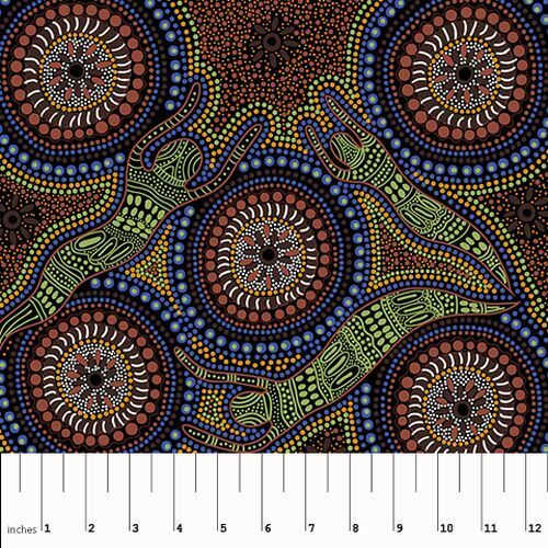 Fabric Remnant- Aboriginal Winter Spirits 60cm