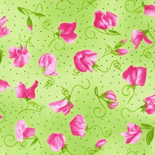 Fabric Remnant- Penelope Floral Spot Green Pink 70cm