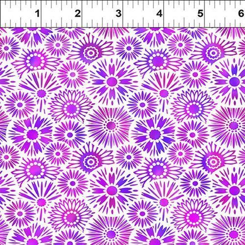 Fabric Remnant - Unusual Garden II Blooms Purple 44cm