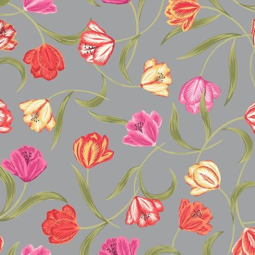 Super Sale Tulip Scattered Tulips Grey LEA461 003