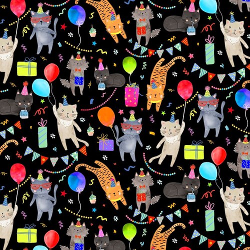 Super Sale Dance Party Cats Kittens Black TTCD2065 