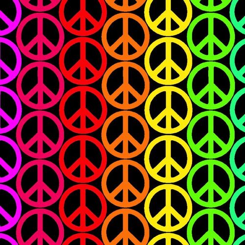 Super Sale Rainbow Peace Signs Multi Black FLLA-D071-Z