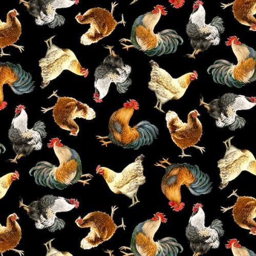 Super Sale Tossed Country Chickens Roosters Black TTC8339 