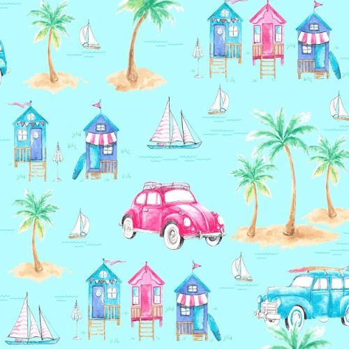 Super Sale Paradise Beach Tropical VW Blue FLSU-D002-B