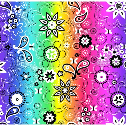 Super Sale Funky Floral Rainbow Bright FLLA-D068-A