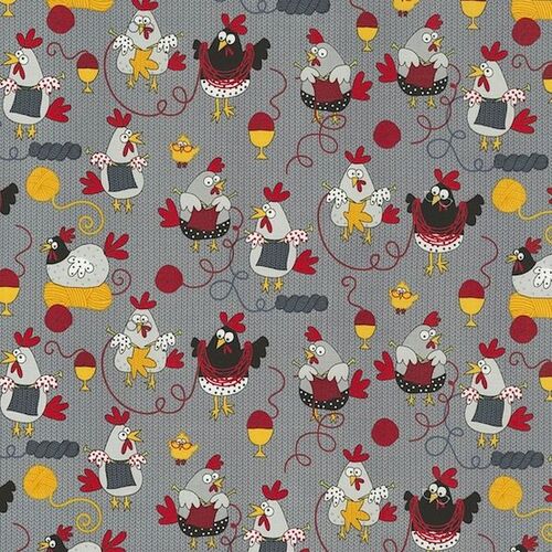 Super Sale I Love Knitting Chickens Grey TTC5605