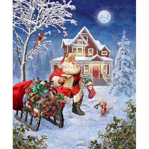 Super Sale Ol'' St Nick Christmas Santa''s Arrival  36" Panel HV5206 597