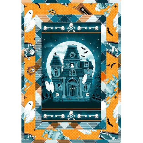 Welcome Foolish Mortals Glow Haunted House Panel Quilt Kit