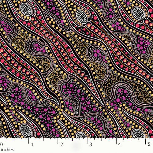 Fabric Remnant-Aboriginal Design Spirit Dreaming 86cm