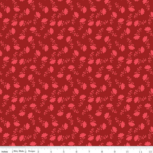 Fabric Remnant -Lucy's Garden Tonal Floral Red 84cm