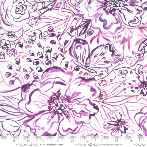 Fabric Remnant -Sunshine Soul Floral Ultra Violet 88cm