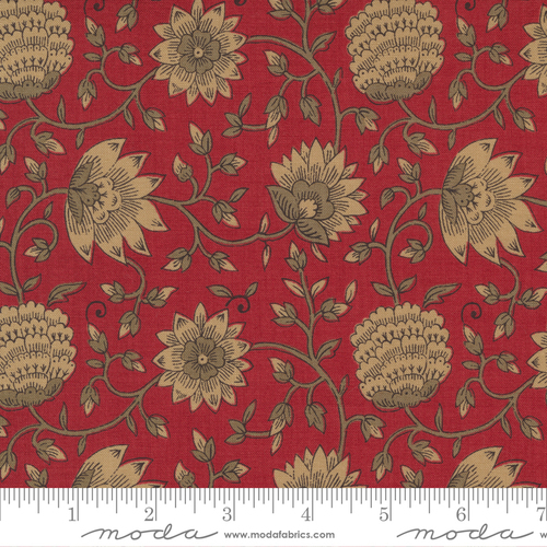 Fabric Remnant -Moda Bonheur De Jour Monet Floral Rouge 50cm