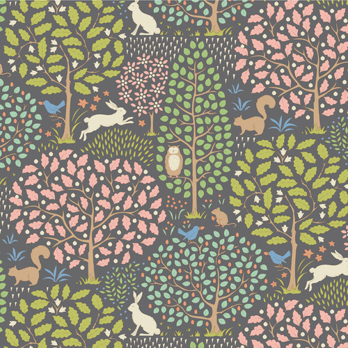 Tilda Sanctuary Woodland Animals Floral Greygreen 100577