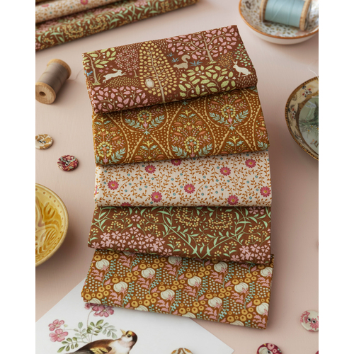 Tilda Sanctuary Floral 1/2 Metre Fabric Bundle Caramel 