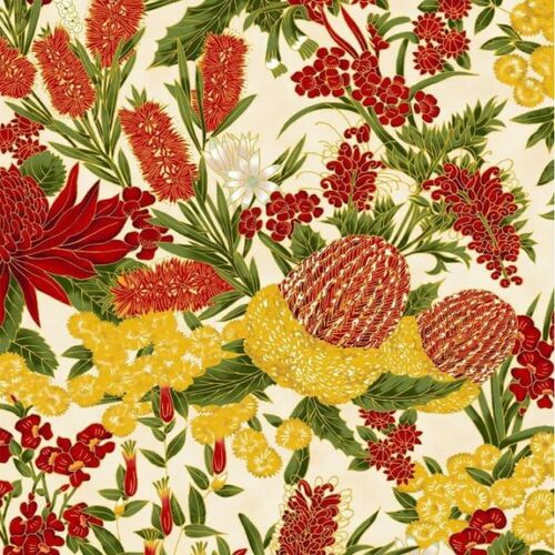 Under The Australian Sun Floral Red/Ivory 0013-1