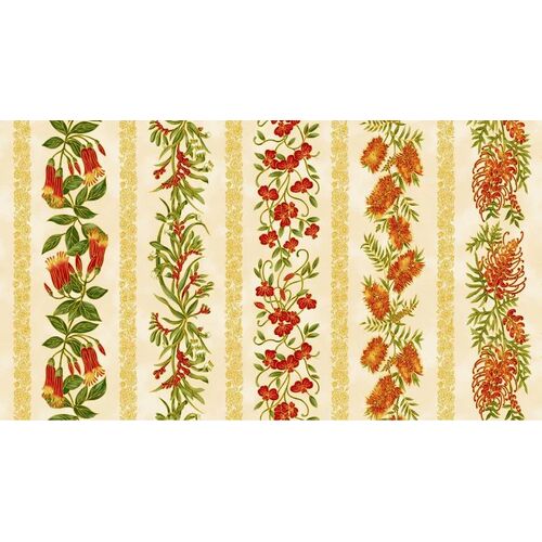 Under The Australian Sun Floral Stripe Red/Ivory 0014-1