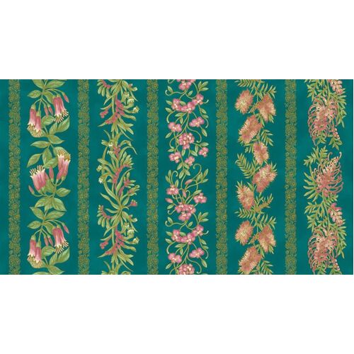 Under The Australian Sun Floral Stripe Teal/Pink 0014-14