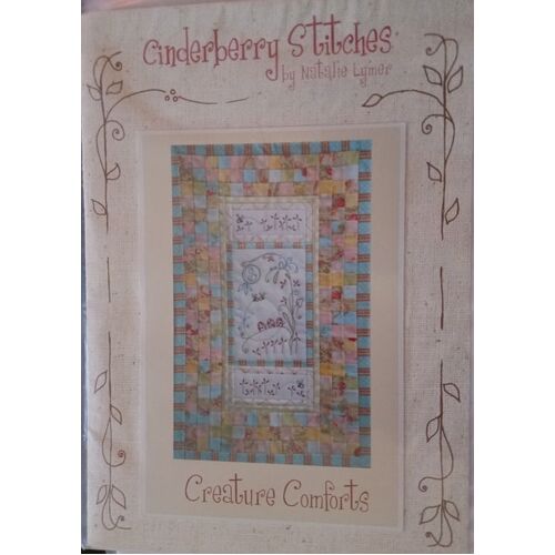 Cinderberry Stitches Creature Comforts Stitchery Quilt Pattern 16.5" x 25.5"