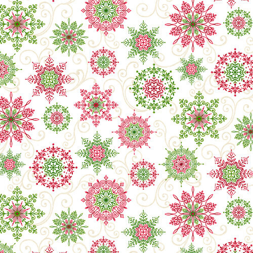 Fabric Remnant- Winter Garden Christmas Snowflakes Cream 63cm