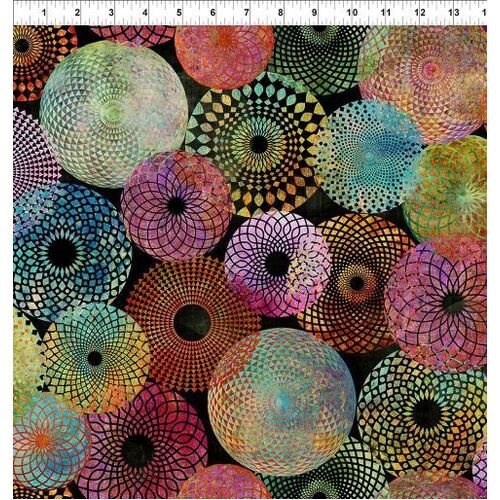 Fabric Remnant- Halcyon Tonal Geo Circles 72cm