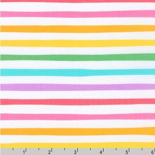 Fabric Remnant-Magical Rainbow Unicorns Stripe Rainbow 57cm