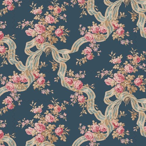 Fabric Remnant-Rue Floriane Rose Ribbons 31cm