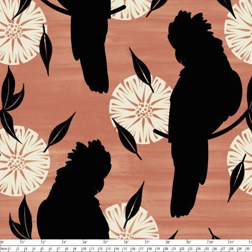 Fabric Remnant- Orenda Joy Green 2 Australian Black Cockatoo 48cm