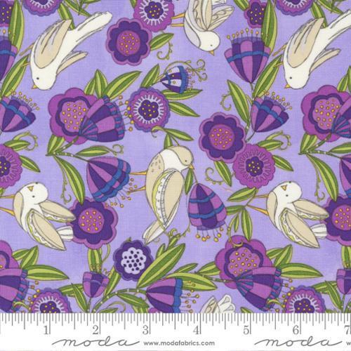 Fabric Remnant - Moda Pansy's Posies Birdies Floral 80cm