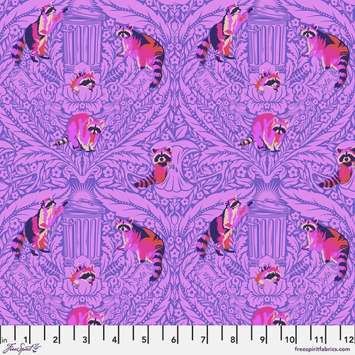 Fabric Remnant-	 Tula Pink Tiny Beasts Raccoons 181-GLIMMER 80cm