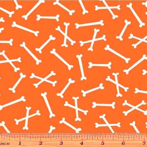 Fabric Remnant- Faboolous Fun Bootiful Bones Orange 74cm