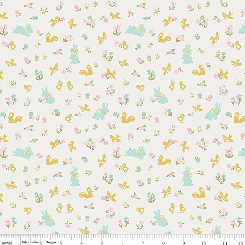 Fabric Remnant-Milk and Honey Bunny Friends Sparkle 46cm