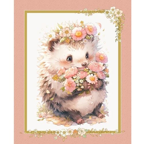 Devonstone Baby Hedgehog Cot Quilt Panel DV6141