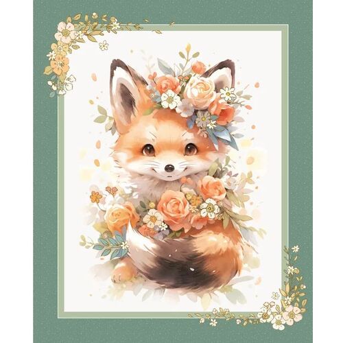 Devonstone Baby Fox  Cot Quilt Panel DV6142