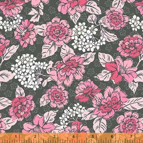 Super Sale Patches of Hope Pink Ribbons Floral Charcoal 53209-2 