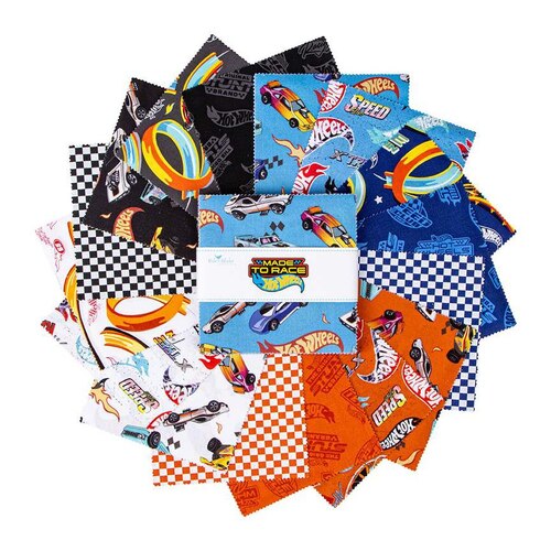 Hot Wheels Made To Race 5" Fabric Charm Squares