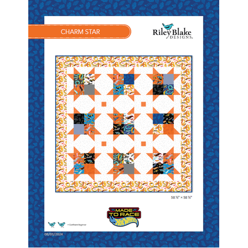 Hot Wheels Made To Race Charm Star Fabric Quilt Kit 